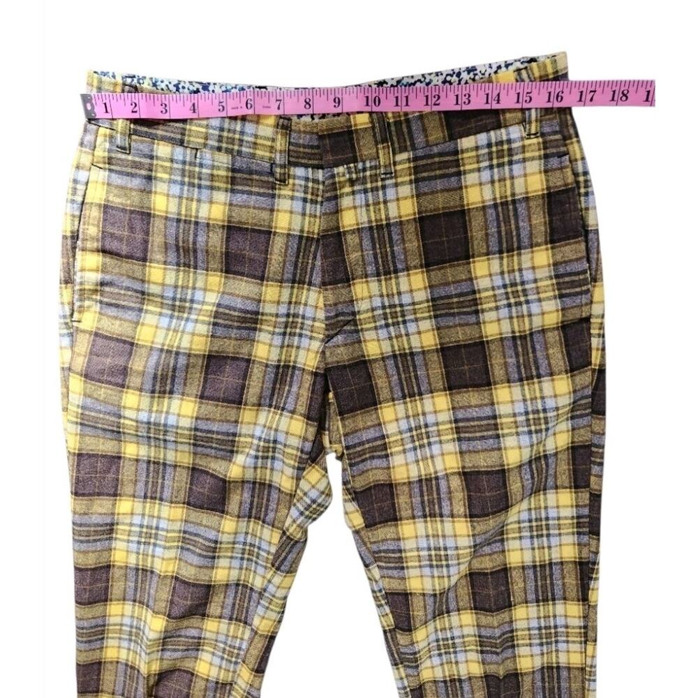 Alessandro Gherardeschi Yellow Tartan Plaid High Rise Wool Pants Womens 33"waist - Picture 5 of 7